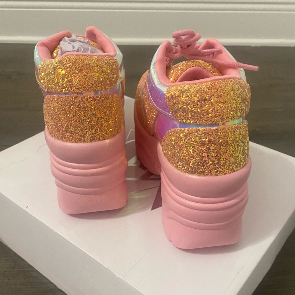 NIB YRU Matrixx Pink Glitter Platform Sneakers - Picture 5 of 9